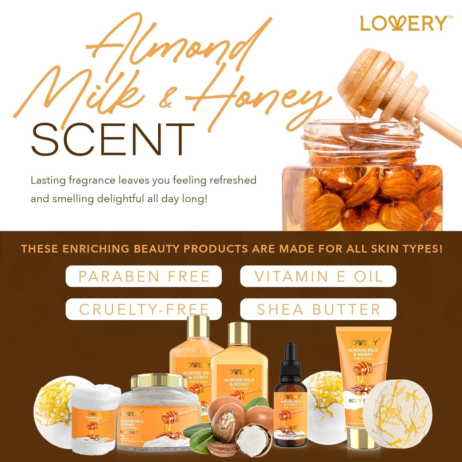 LOVERY bath oil and bath bombs in a serene setup for a soothing soak