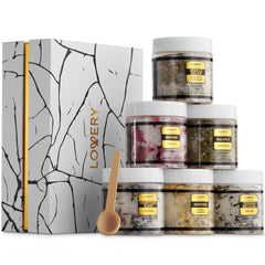 LOVERY Deluxe Epsom salts gift set in marble and gold box for at-home spa moments.