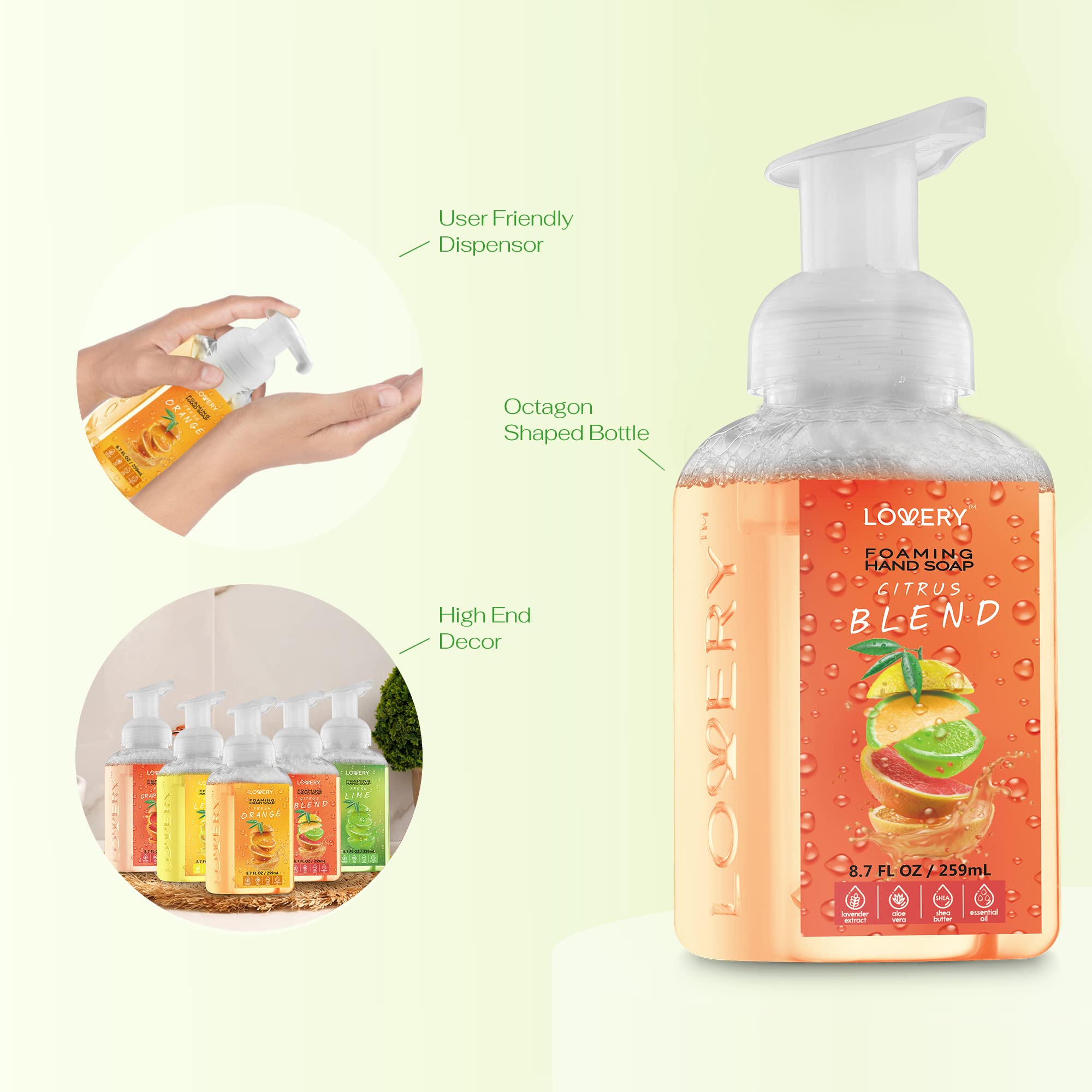 LOVERY Foaming Hand Soap Dispenser Bottle for easy, mess-free use