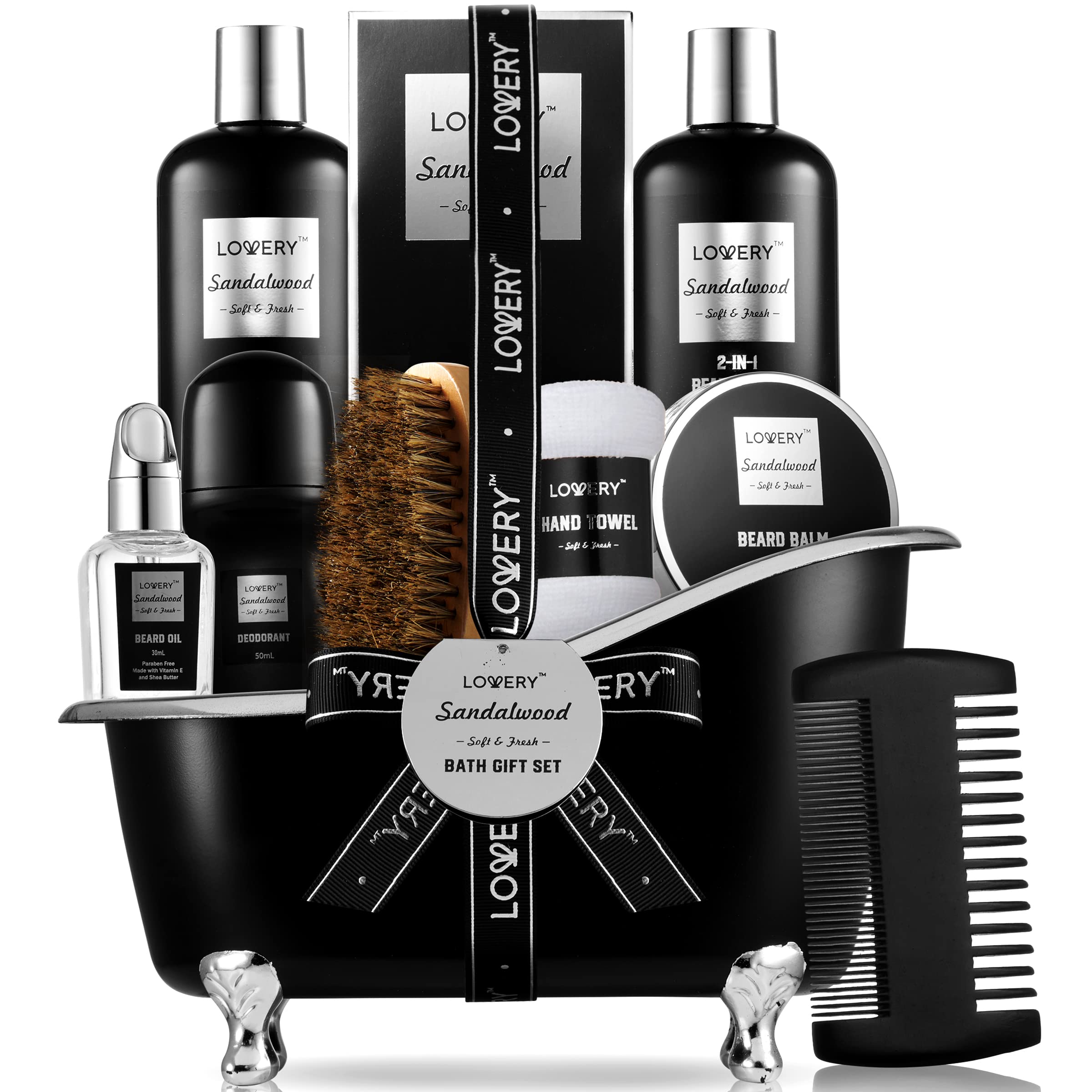 Lovery gift set for men with beard kit and body care essentials, ideal for at-home spa rituals