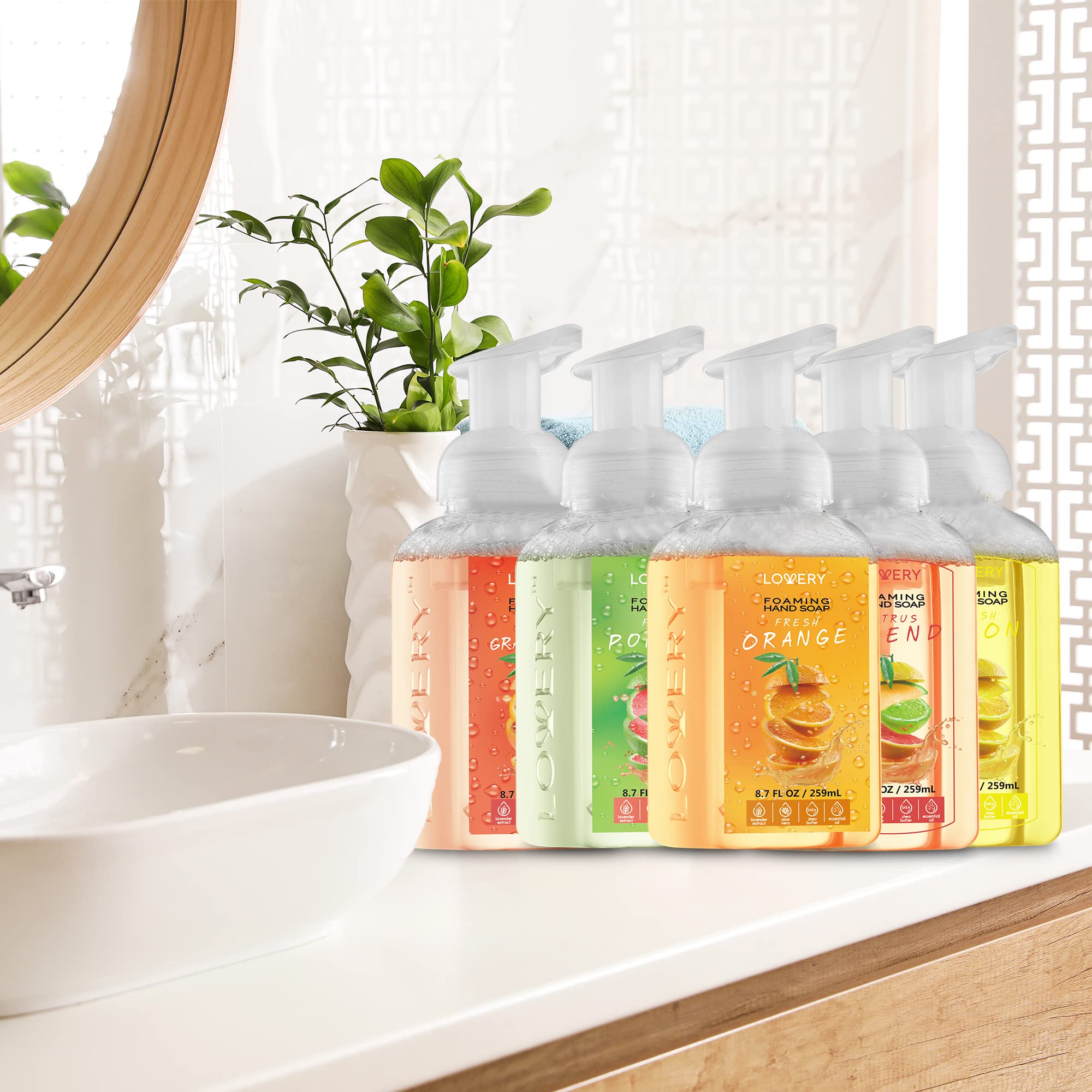 LOVERY Kitchen and bathroom setup featuring hand soap