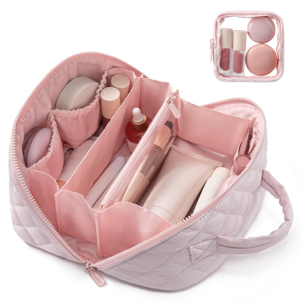 LOVEVOOK travel makeup bag open-flat layout for quick access