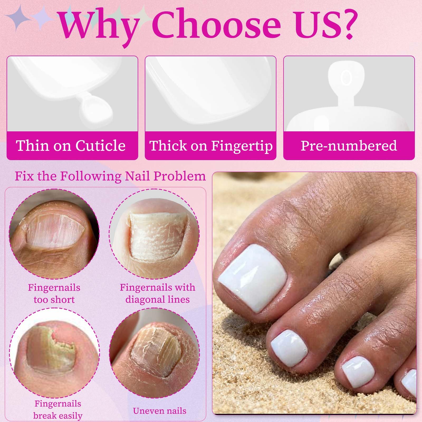 LoveOurHome adhesive tabs enable easy, residue-free toe nail applications.