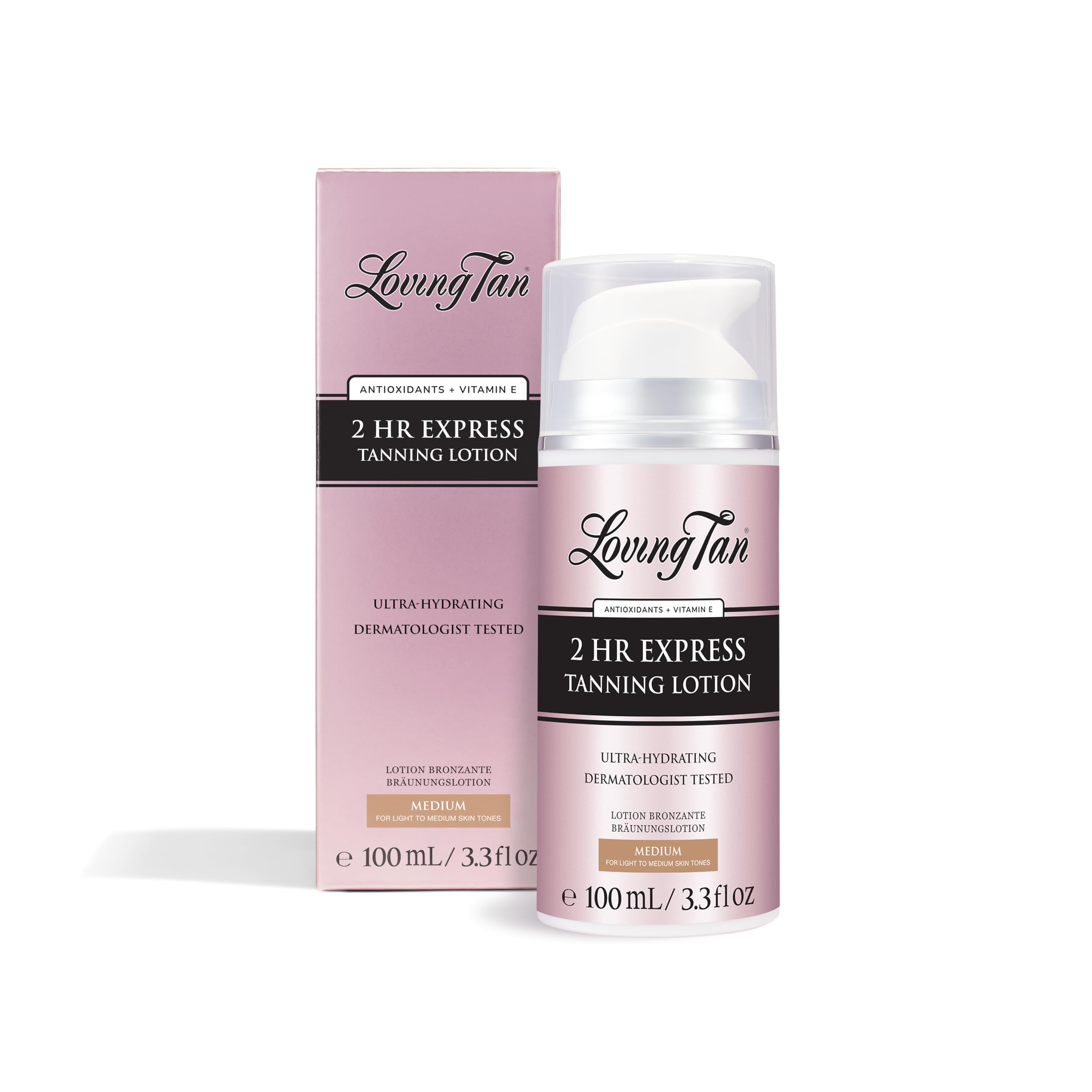 Loving Tan 2 Hr Express Self Tanner bottle for easy, streak-free color.