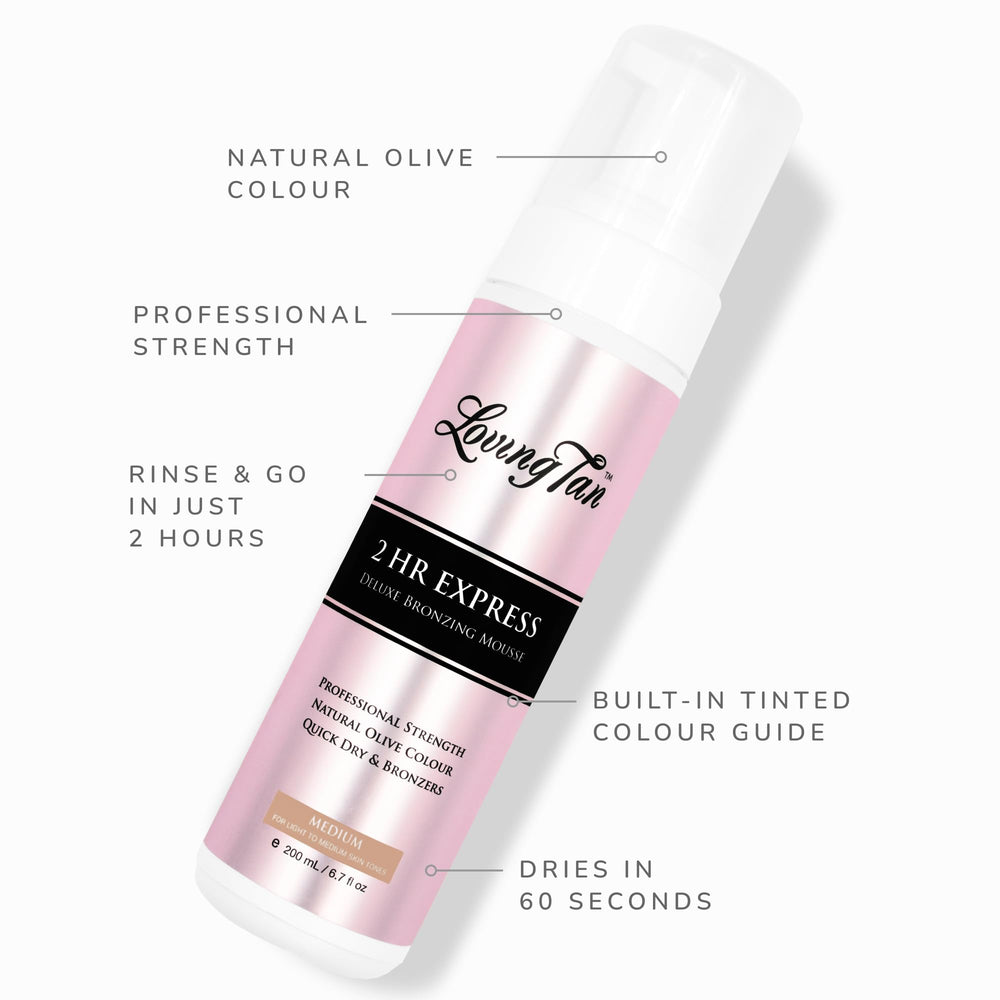 Loving Tan 2 HR Express color guide bronzer on skin for even tone