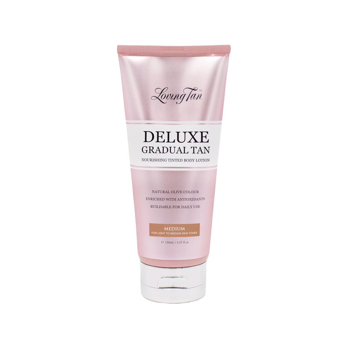 Loving Tan Deluxe Gradual Tan Lotion application shows even color for a natural glow.