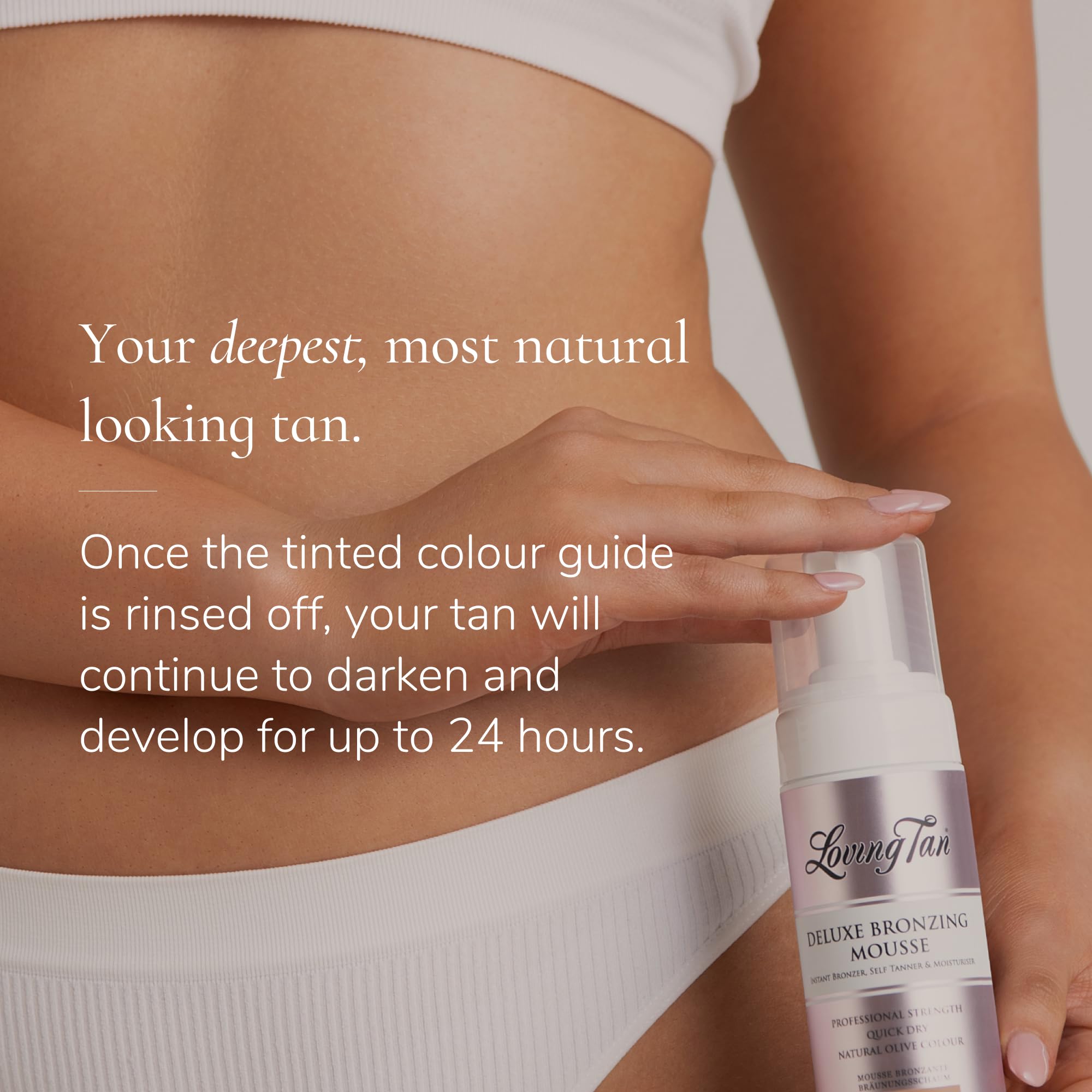 Loving Tan Deluxe naturally derived ingredients supporting skin care.