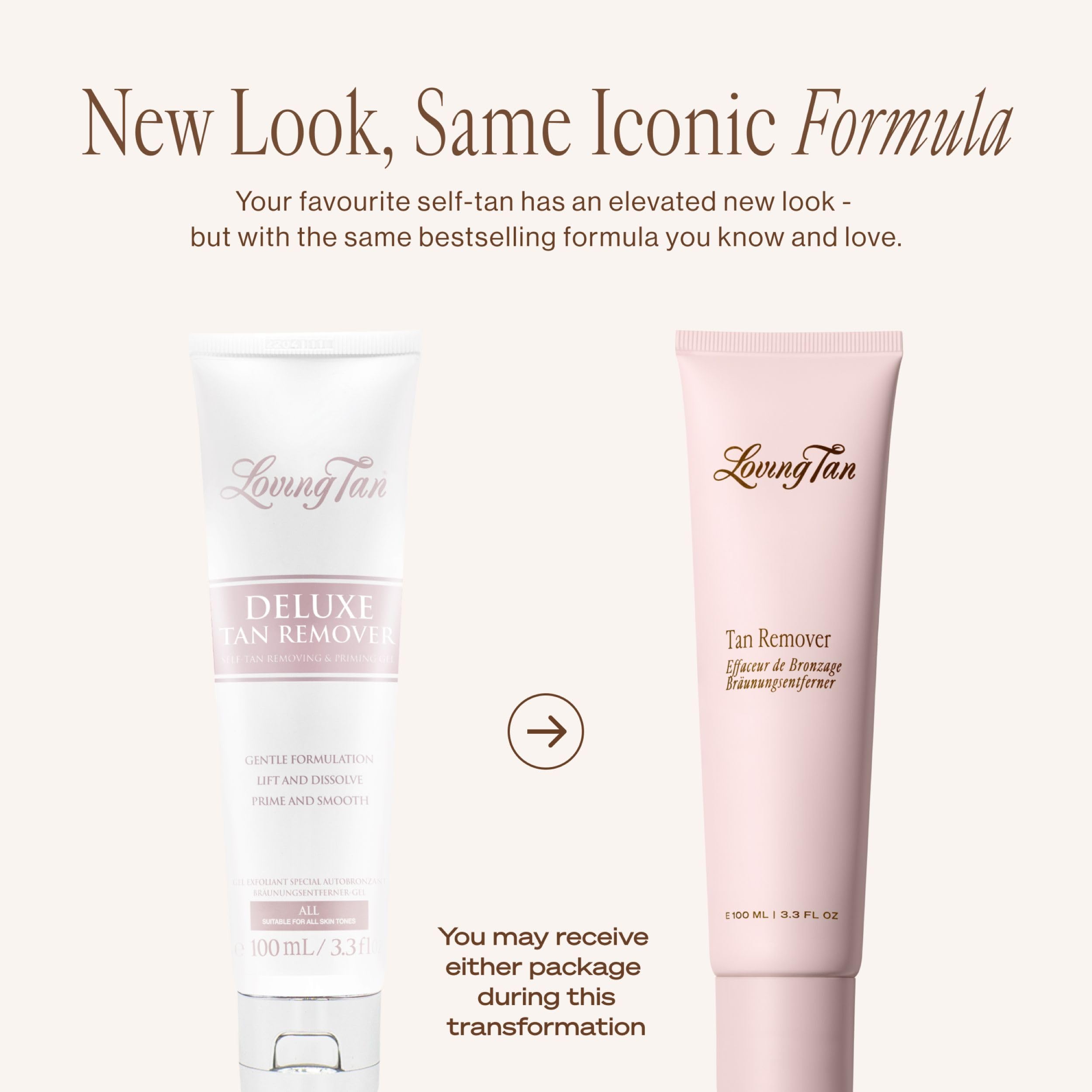 Loving Tan Deluxe Tan Remover Gel close-up highlighting gentle formula