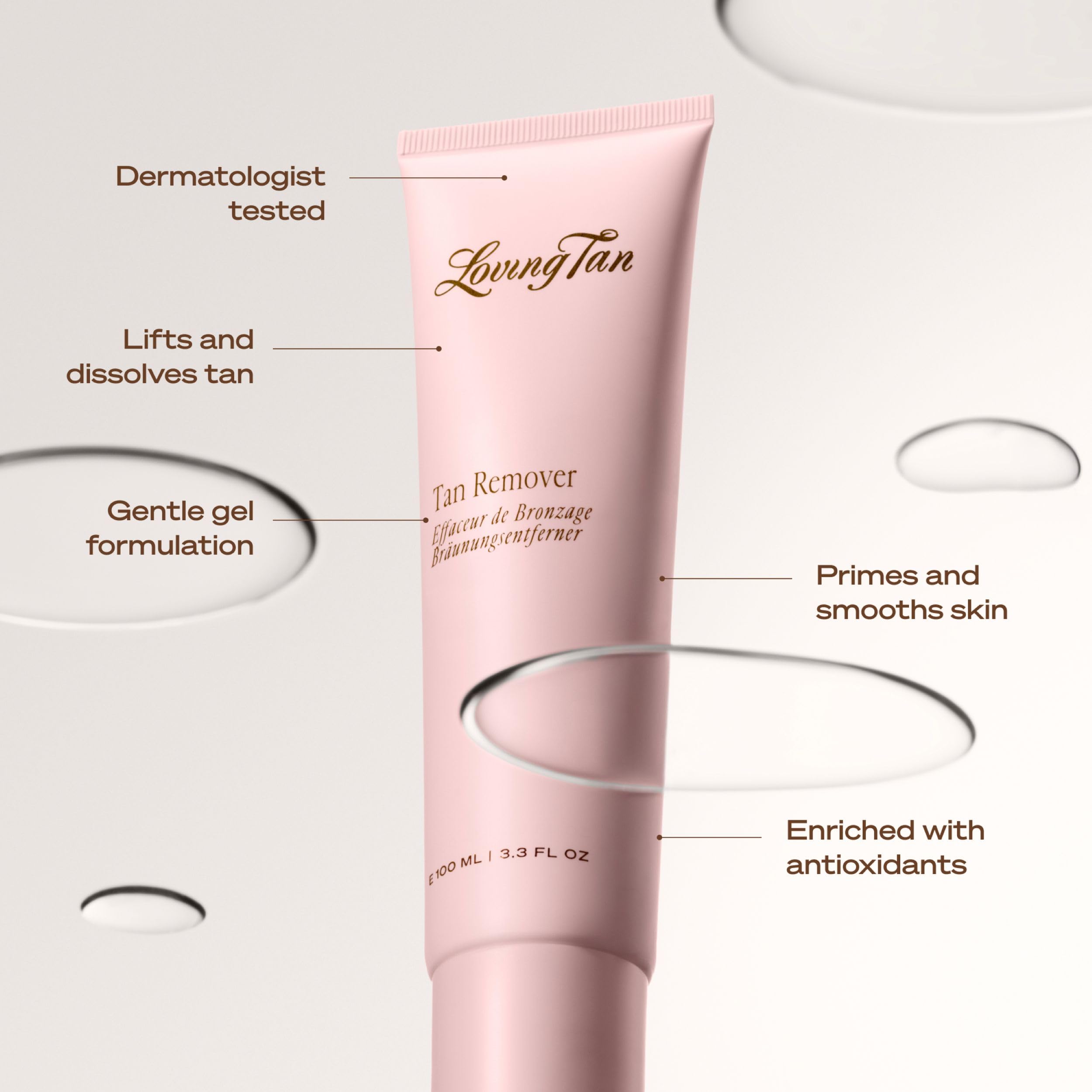 Loving Tan Deluxe Tan Remover Gel dispensing action for mess-free use