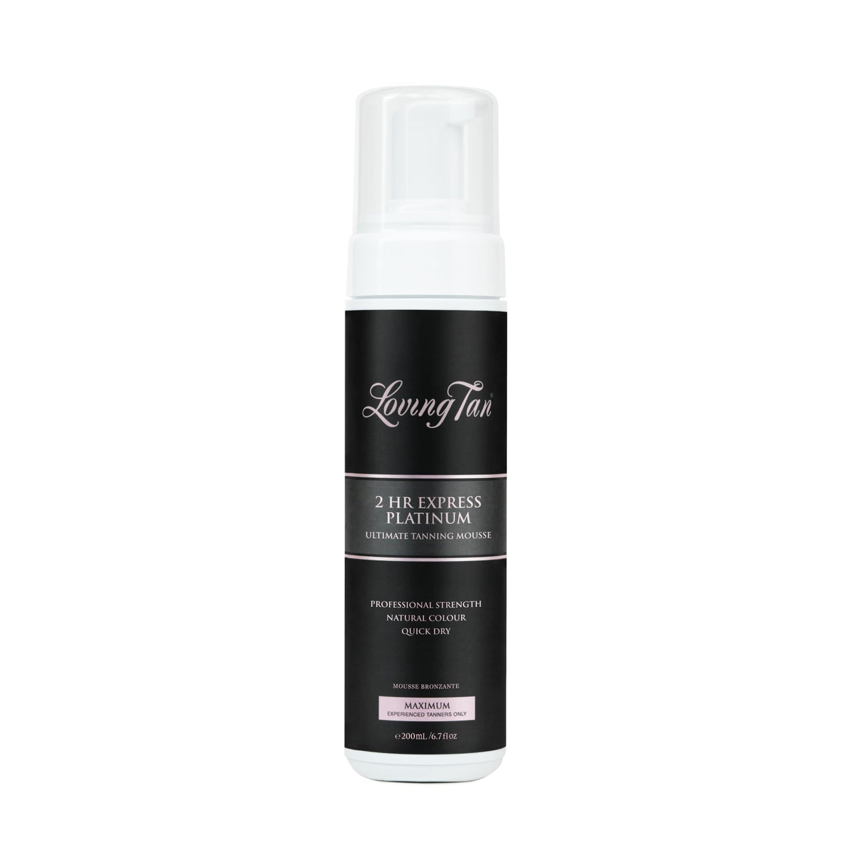 Loving Tan Platinum 2 HR Express bottle shows deep bronze color promise for sunless glow