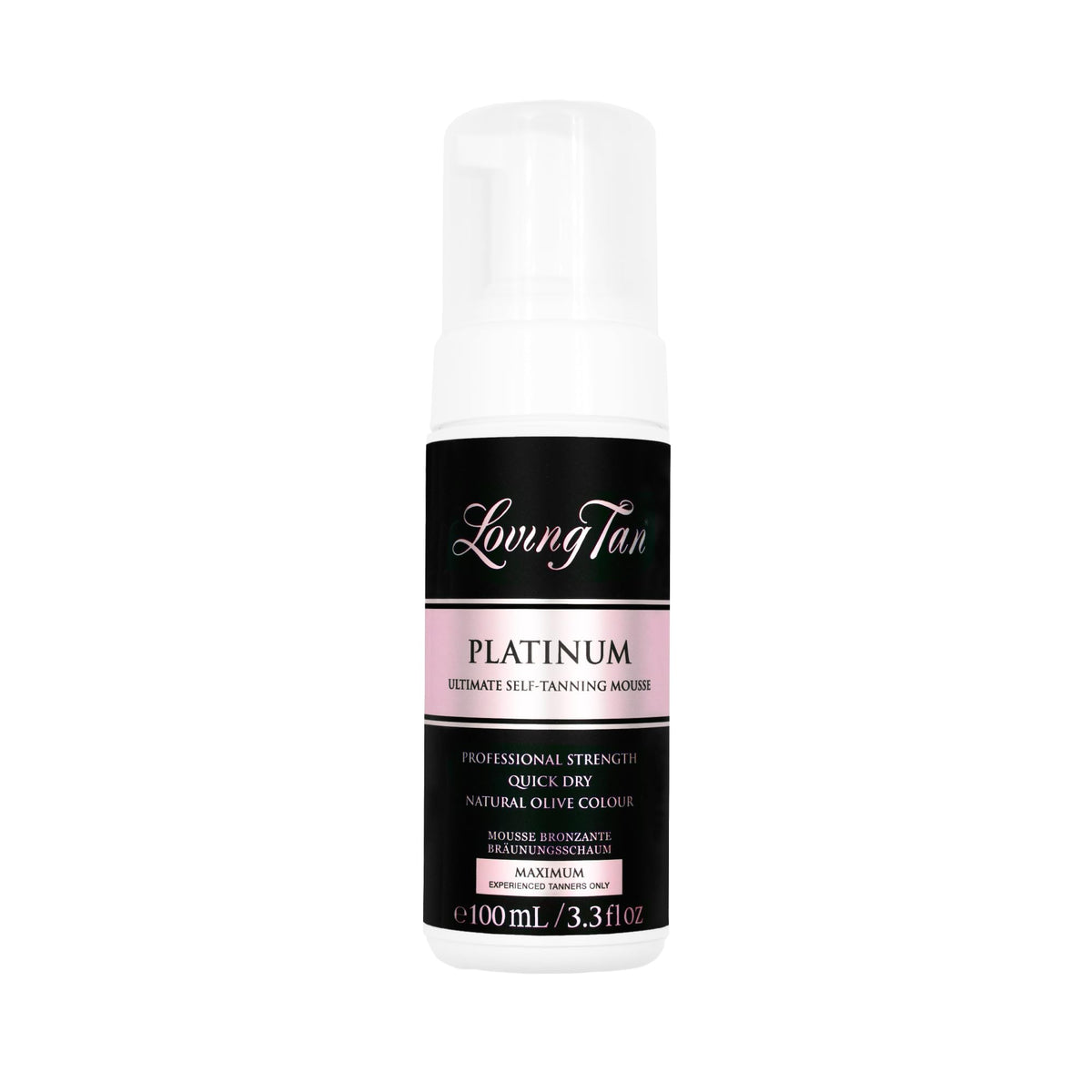 Loving Tan Platinum Mousse dark bottle for a deep, natural tan
