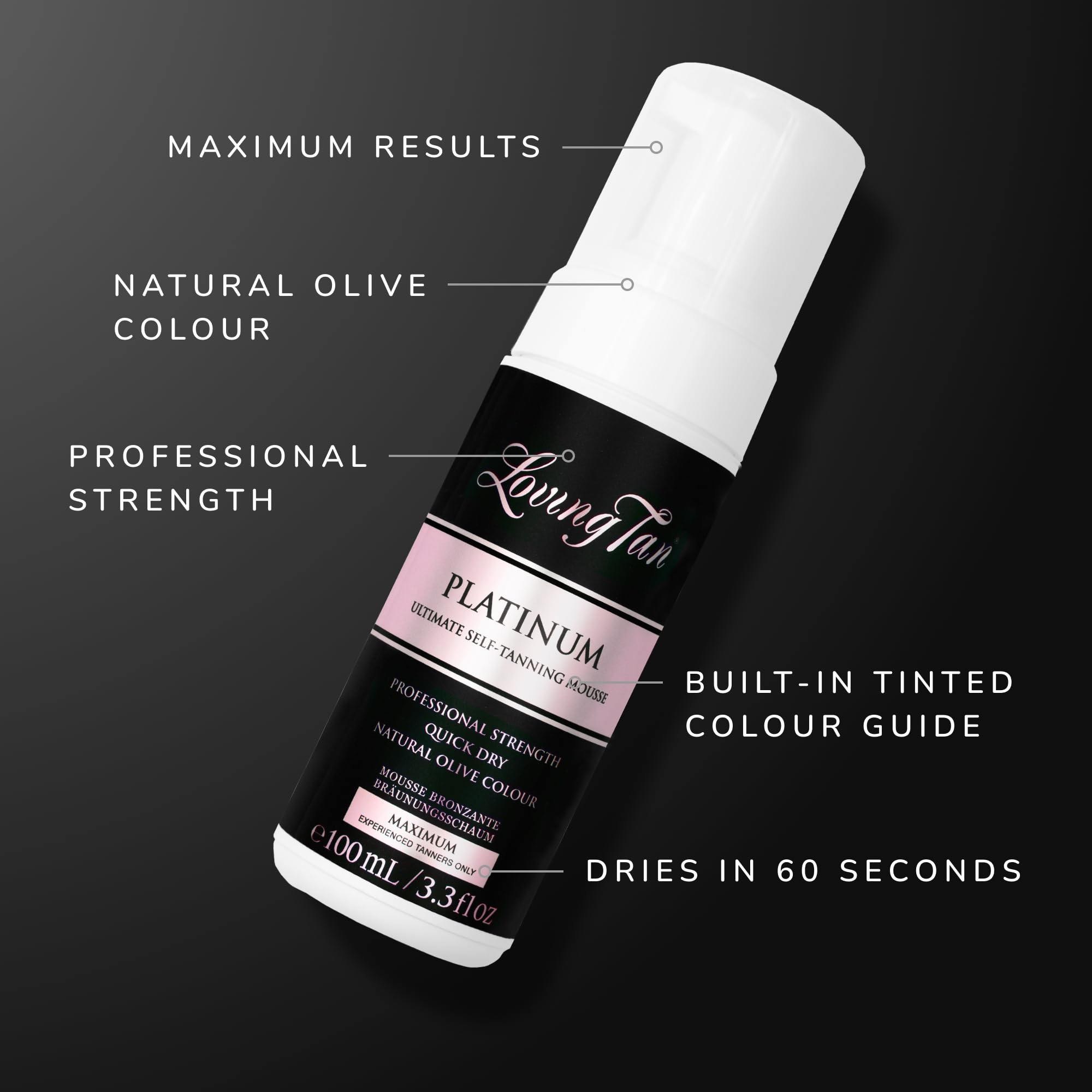 Loving Tan Platinum Mousse quick-drying foam delivers fast development