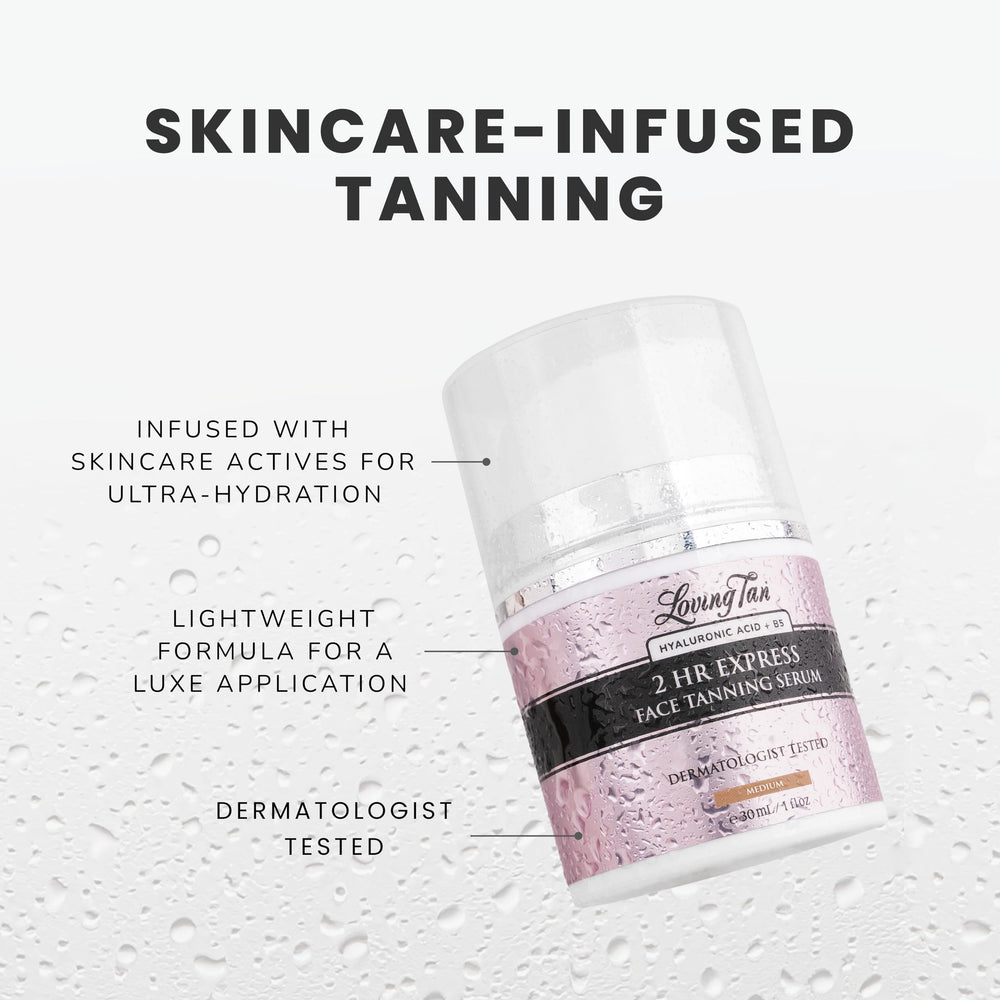 Loving Tan proprietary DHA blend creates a natural-looking tan developing over 24 hours.