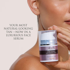 Loving Tan tinted color guide shows where product is applied for flawless coverage.