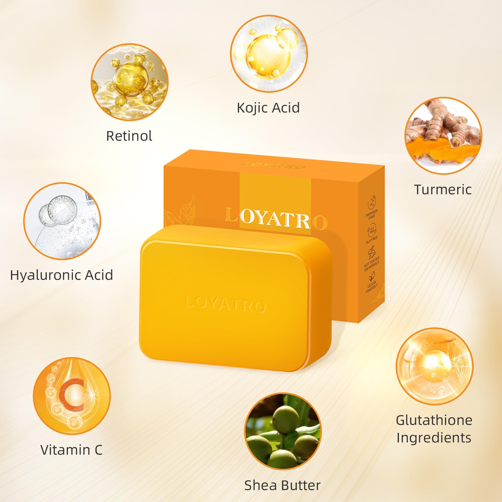 All-skin-types care: LOYATRO Kojic Acid Turmeric Soap Bar for face and body