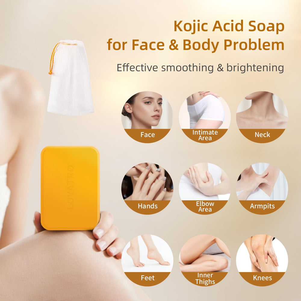 Key ingredients image: kojic acid and turmeric in LOYATRO soap blend