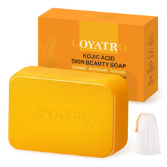LOYATRO Kojic Acid Turmeric Soap Bar packaging for a premium cleansing routine and brighter skin