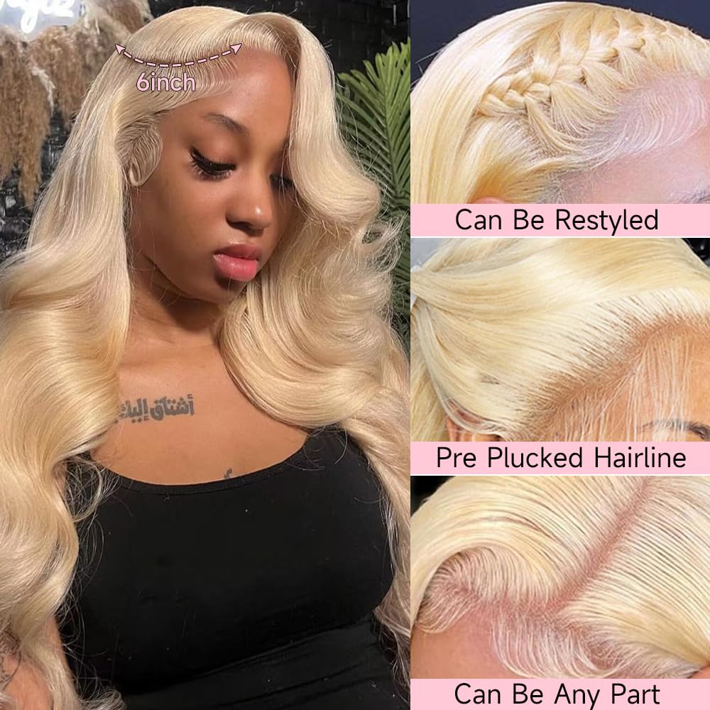 Loyom 613 blonde body wave wig close-up texture and shine
