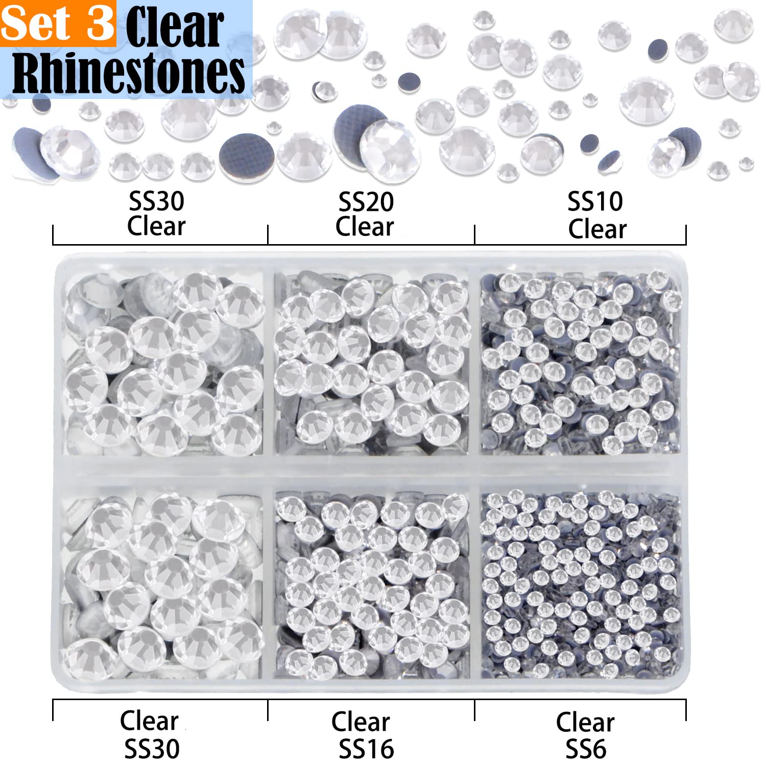 Piedras LPBeads de tamaños SS6 a SS30 para diseños detallados.