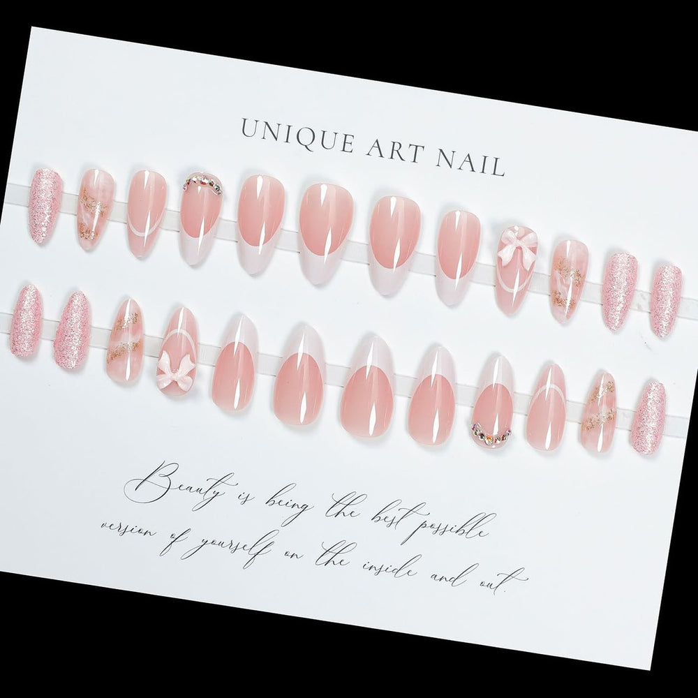 LPOODDNU 3D bow diamond glitter nails for special occasions
