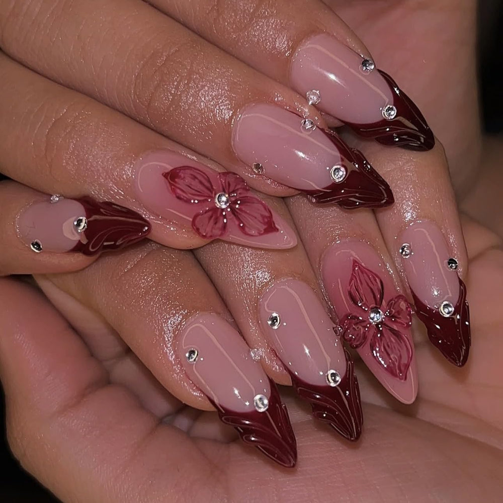 LPOODDNU 3D crystal diamond design nails add sparkle to any look