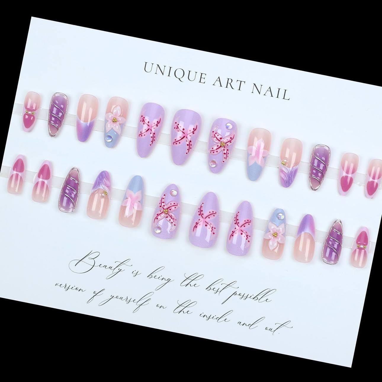 LPOODDNU quick 5-minute at-home manicure with press-on nails.