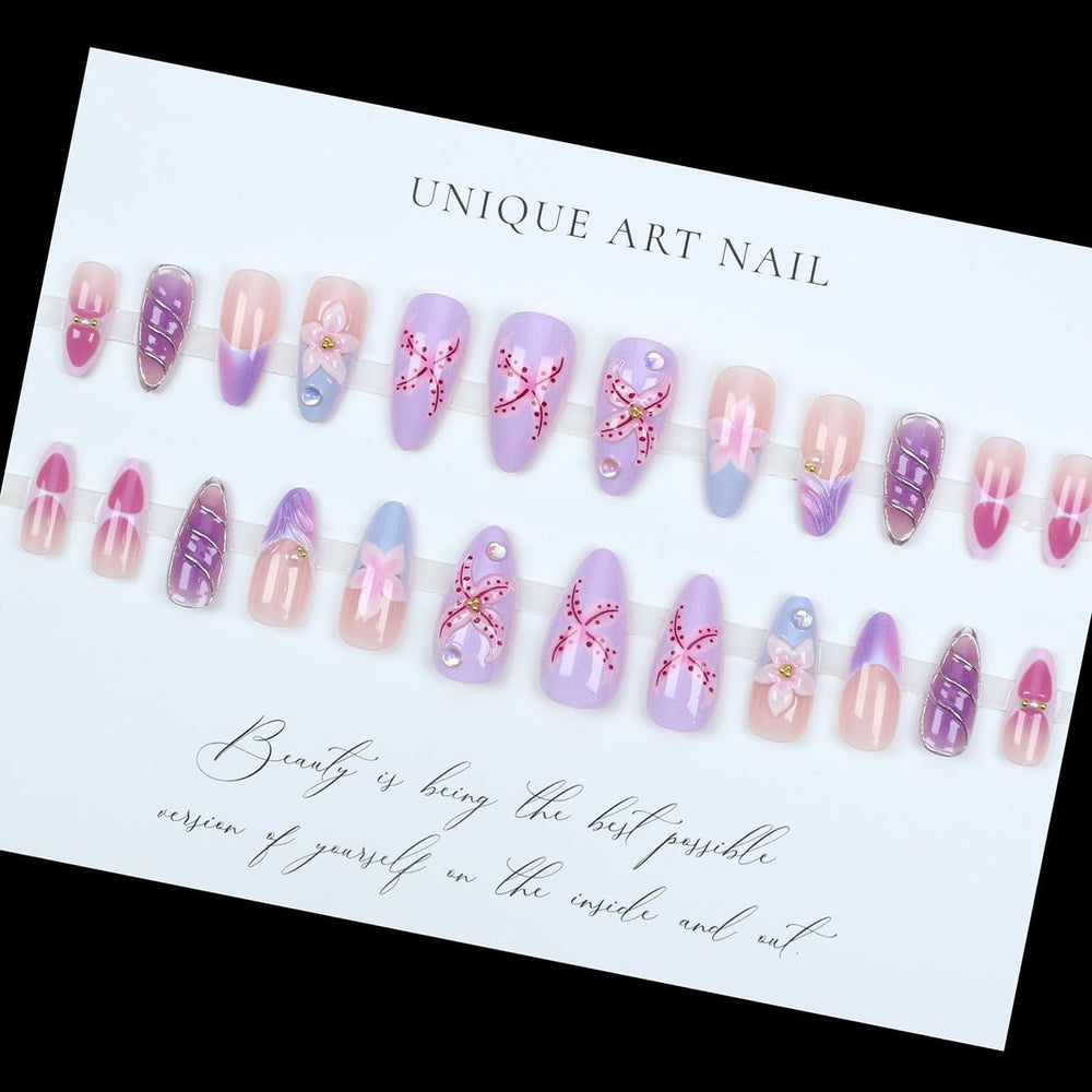 LPOODDNU quick 5-minute at-home manicure with press-on nails.