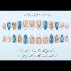 LPOODDNU glossy finish press-on nails kit, 24-piece set for instant nail art.