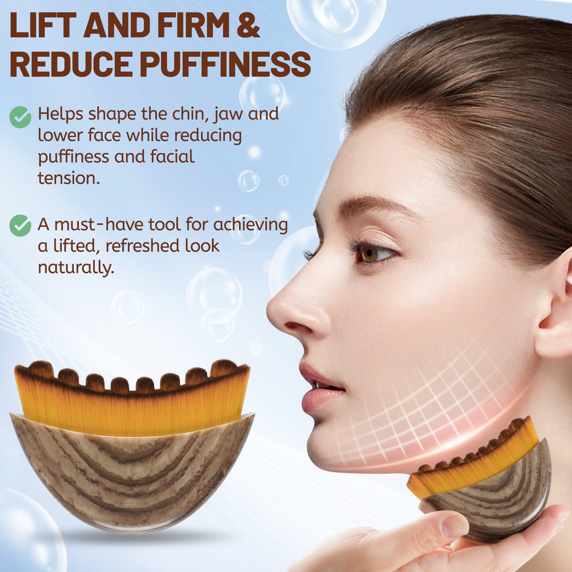 LPZXH Lymphatic Contour Brush close-up shows ultra-soft bristles for gentle skin massage.