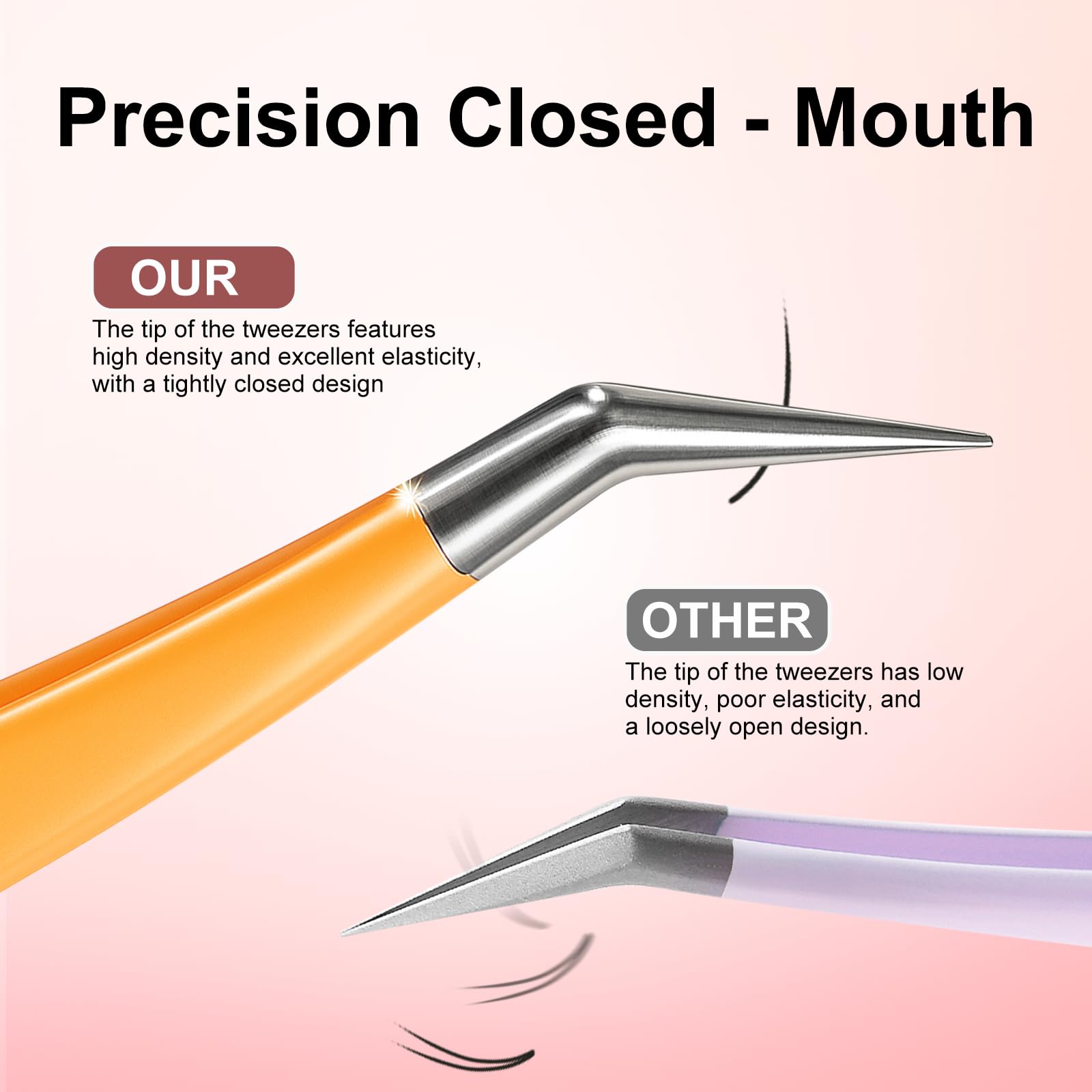 LQOQA ergonomic-handle eyelash tweezer designed to reduce finger fatigue during sessions
