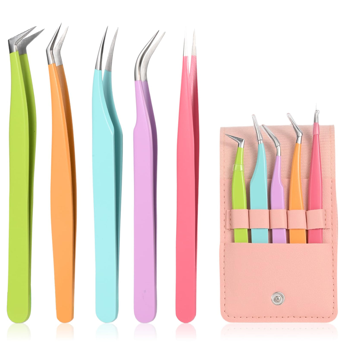 LQOQA pointed-tip eyelash tweezer for precise lash isolation and placement
