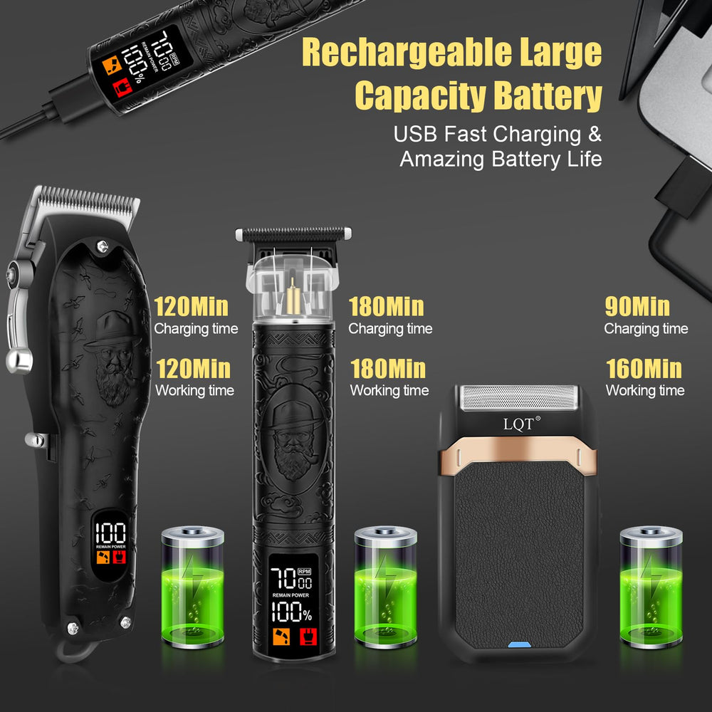 LQT high-capacity battery and fast charging for long sessions.