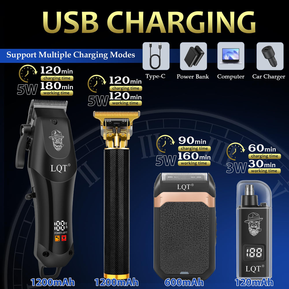 LQT beard trimmer with a T-shaped guide for clean edge definition.