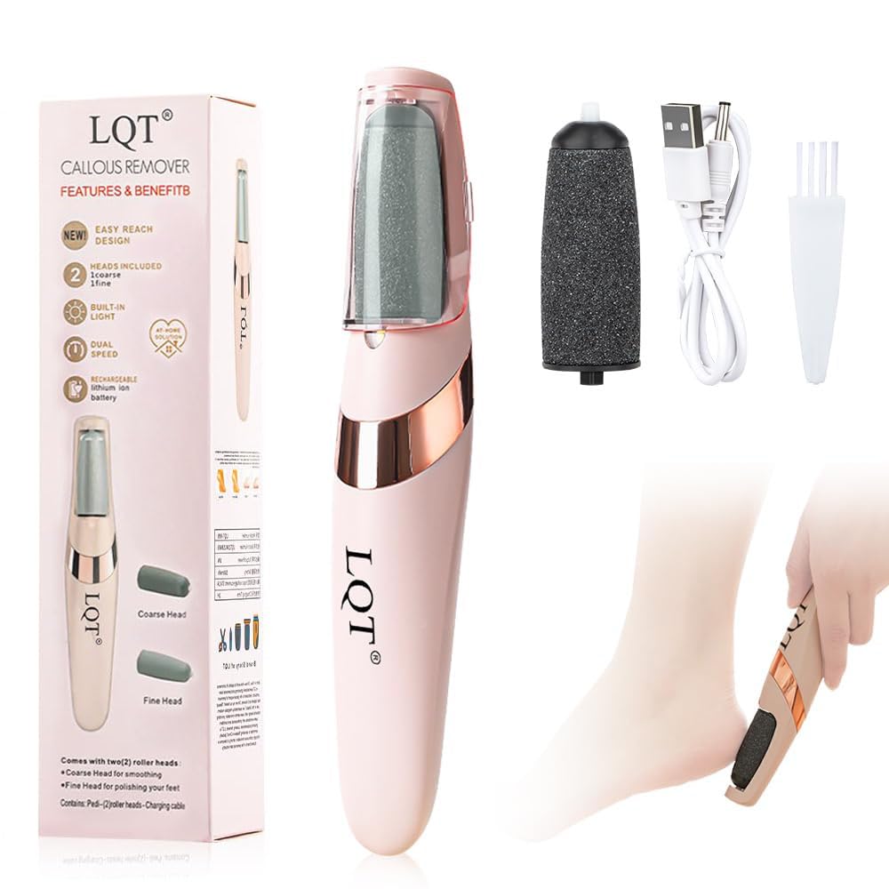 LQT electric foot file pink angled view for at home foot care