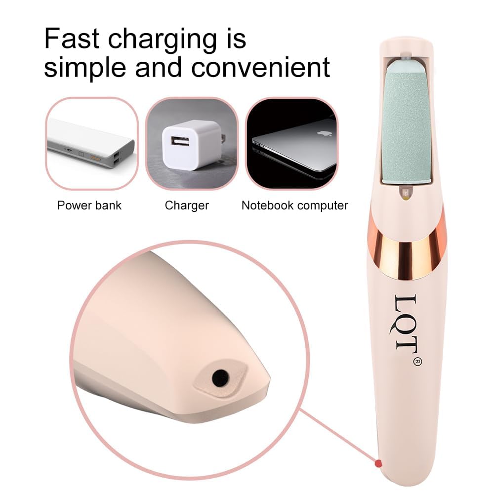 LQT foot file with waterproof roller heads enables easy cleaning