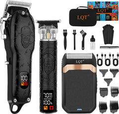 LQT professional hair clipper set with a metal embossed body for premium feel.