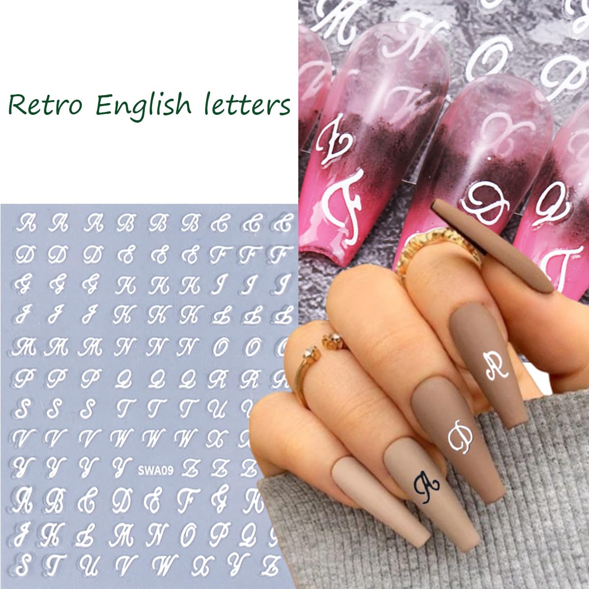 LRKNNO decoración de uñas con letras, ideal para hacer en casa.