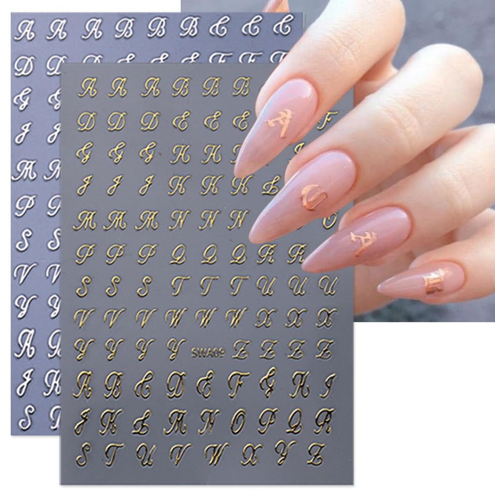 LRKNNO diseño retro letras para uñas, ideal para combinar con cualquier color.