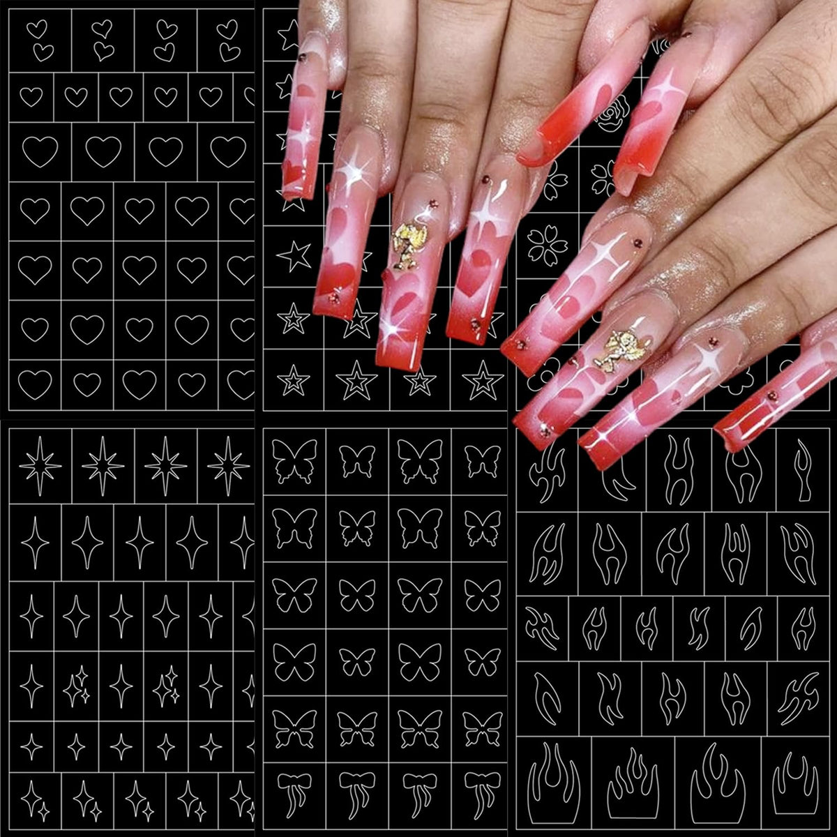  LRKNNO estencil de uñas con corazones para un diseño fácil y duradero