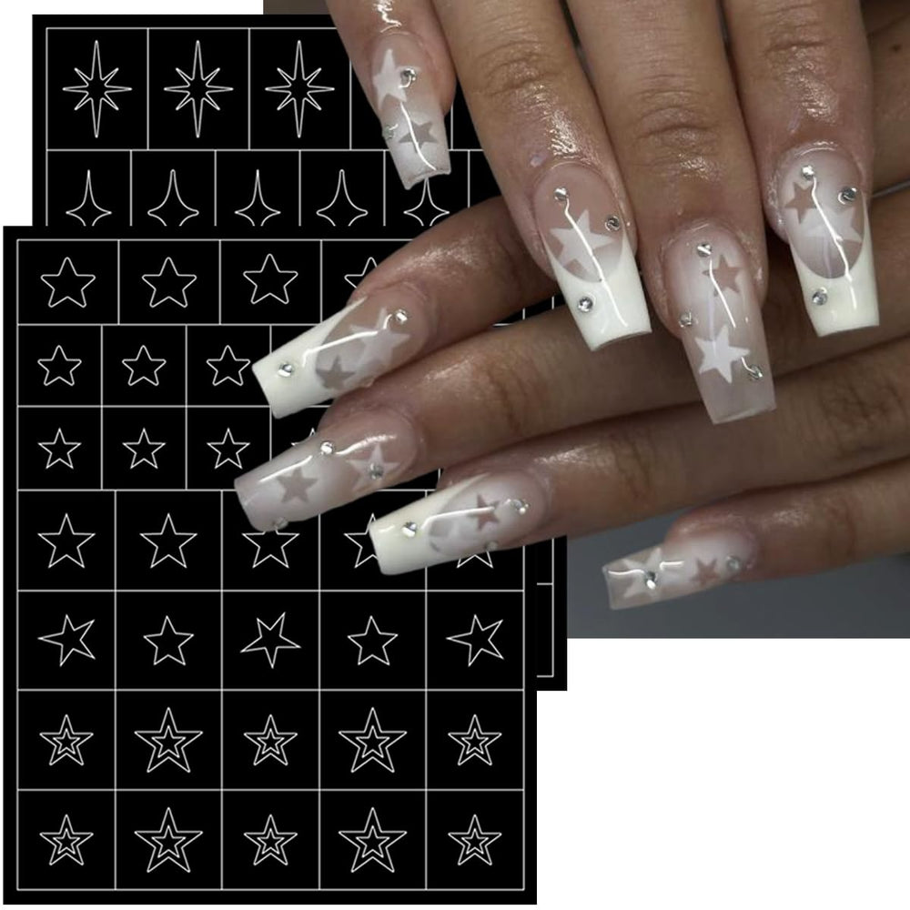  LRKNNO estencil de uñas con estrellas para estilos brillantes