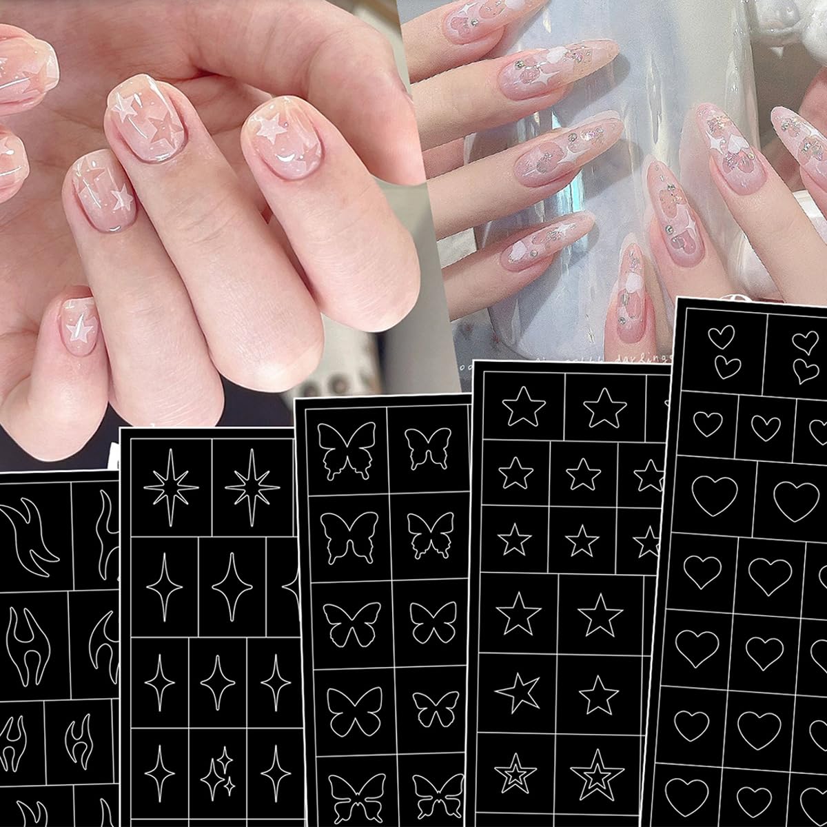  LRKNNO estencil de uñas con mariposas para un look delicado y romántico