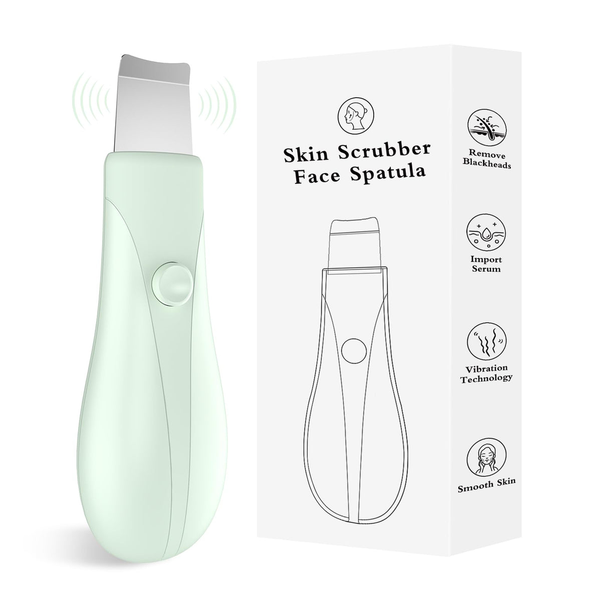LRUFOB Skin Scrubber Face Spatula demonstrates facial cleansing and pore refreshment.