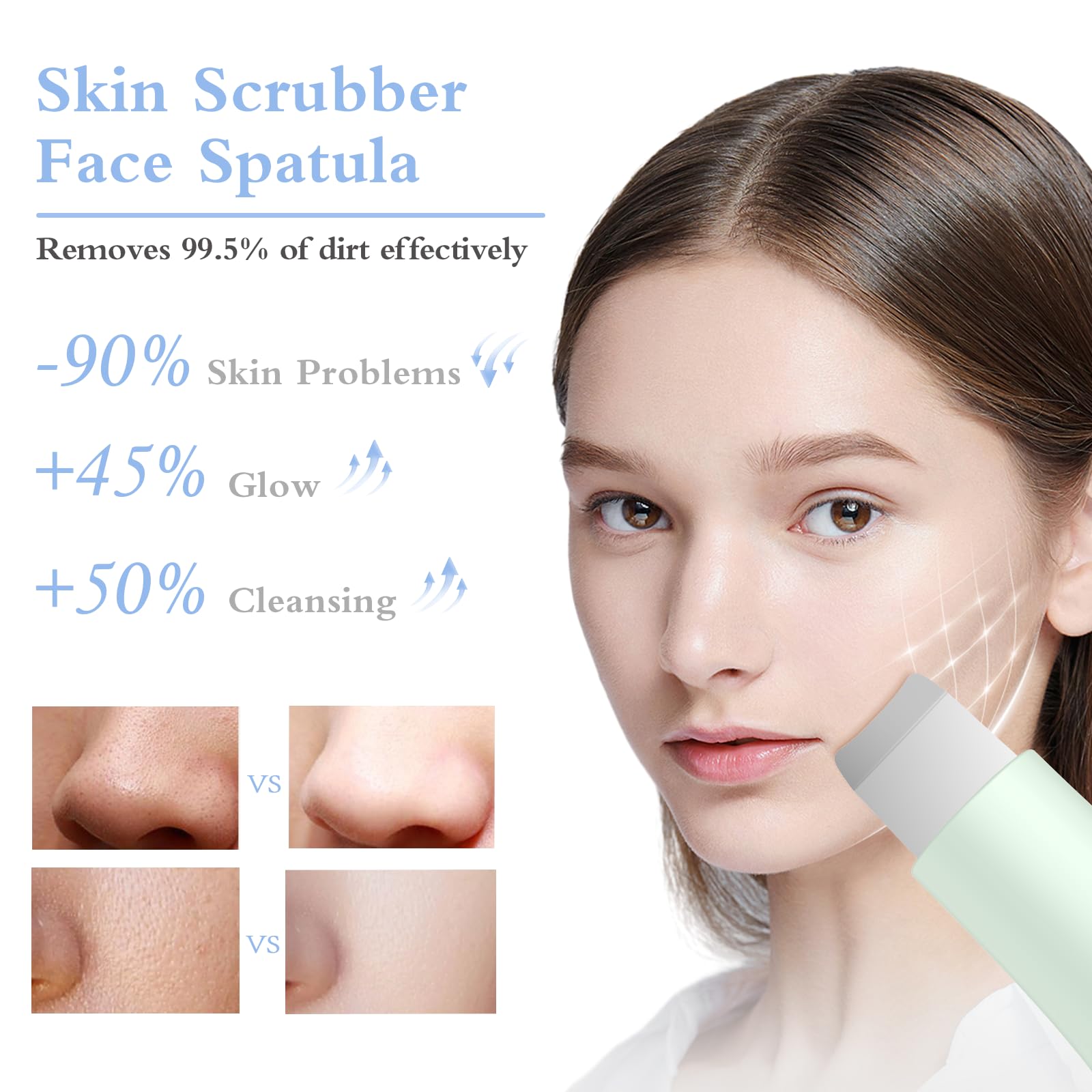 LRUFOB Skin Scrubber manual mode enables gentle, precise cleansing around the nose.