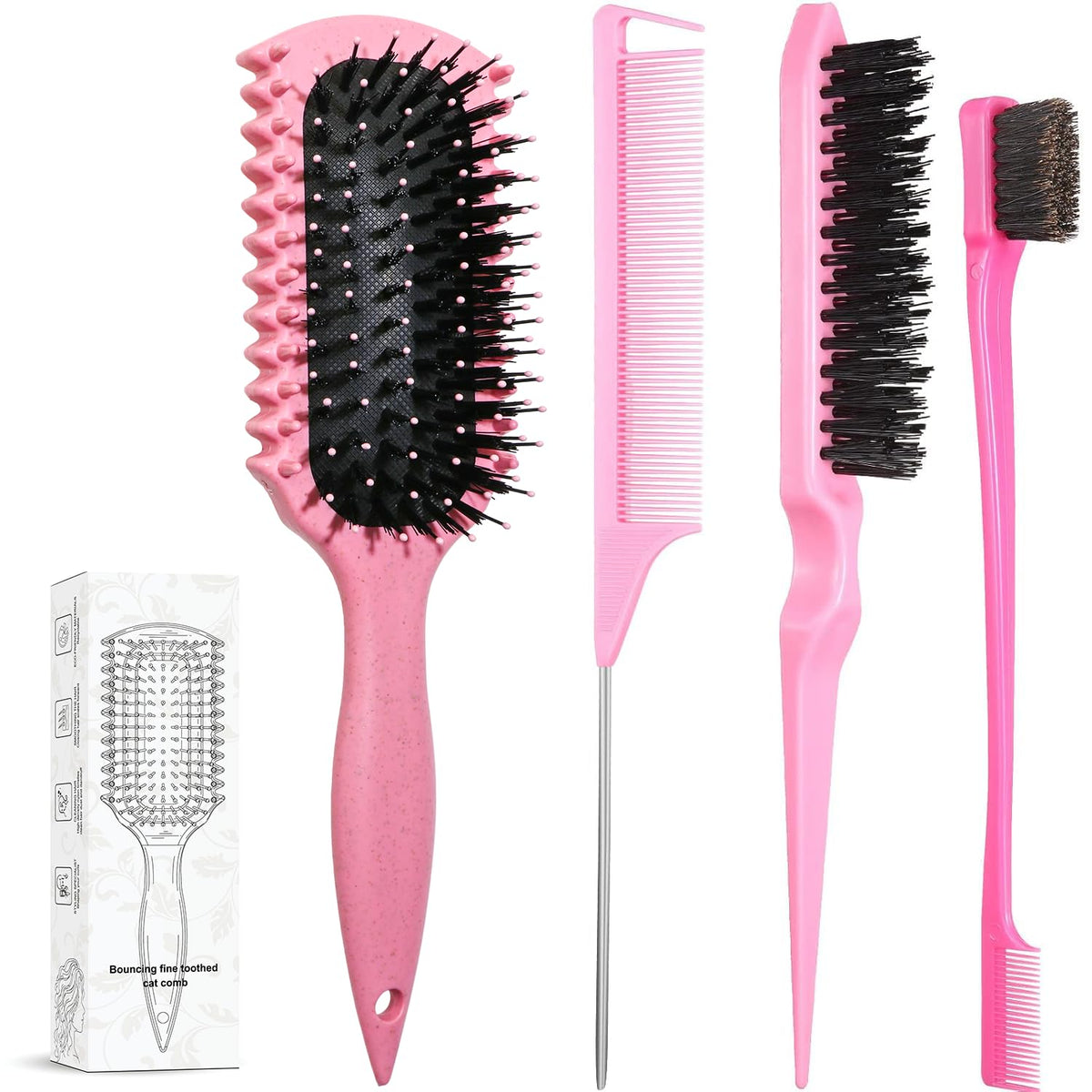 LSKHJT curl-defining-brush-pink, ideal for shaping curls and reducing frizz.