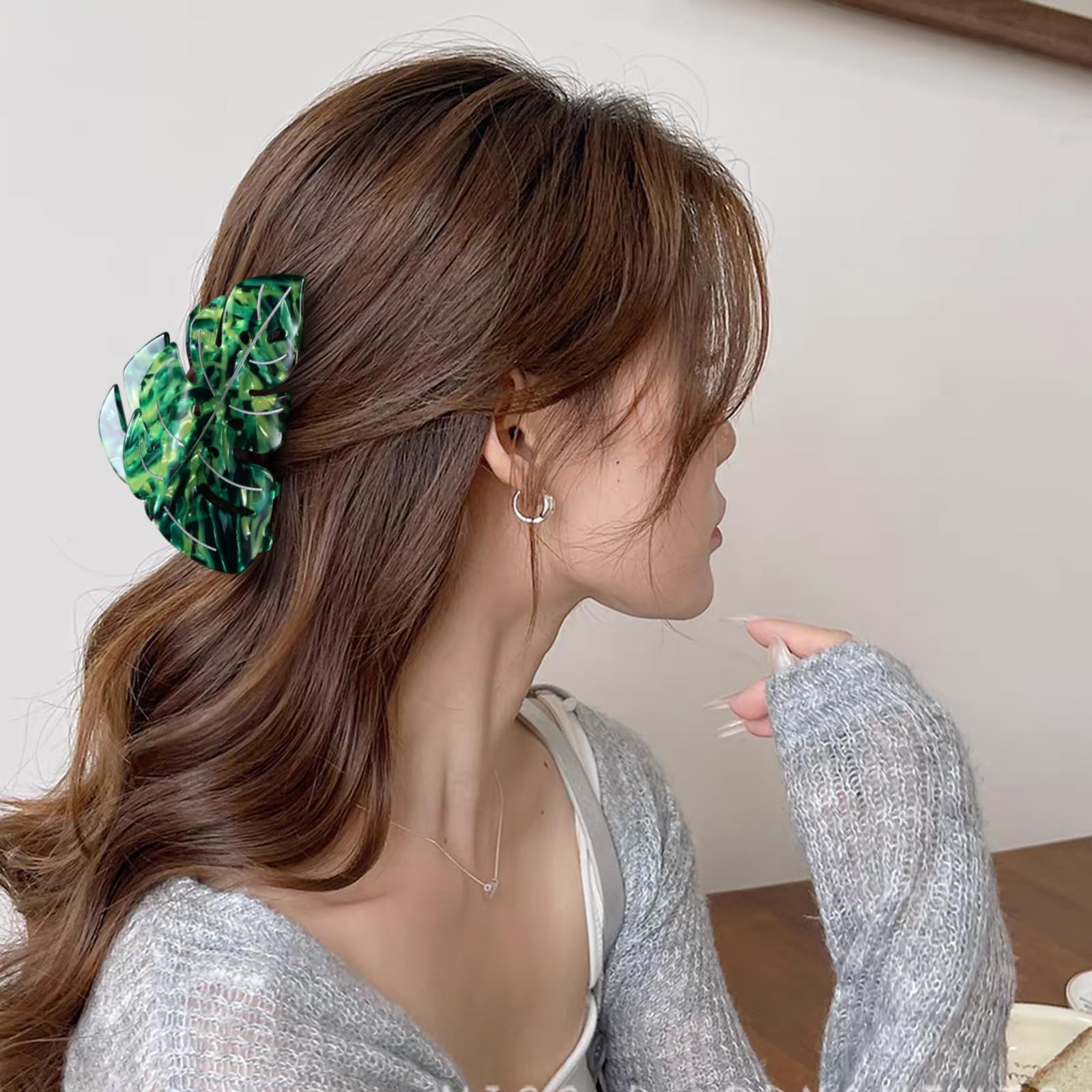 Pinza LSVOZ para cabello, recogidos con la forma hoja verde para looks pulidos.