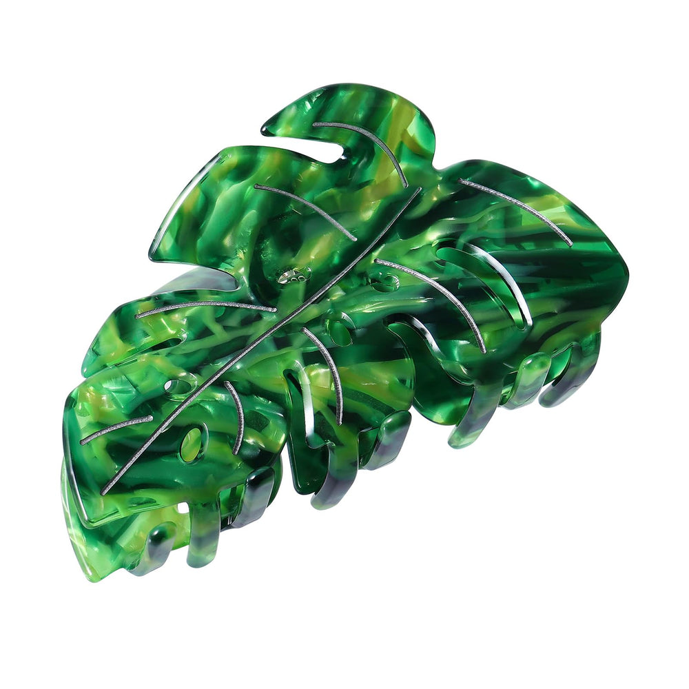 Pinza LSVOZ de pelo con hoja verde, ideal para recogidos diarios.