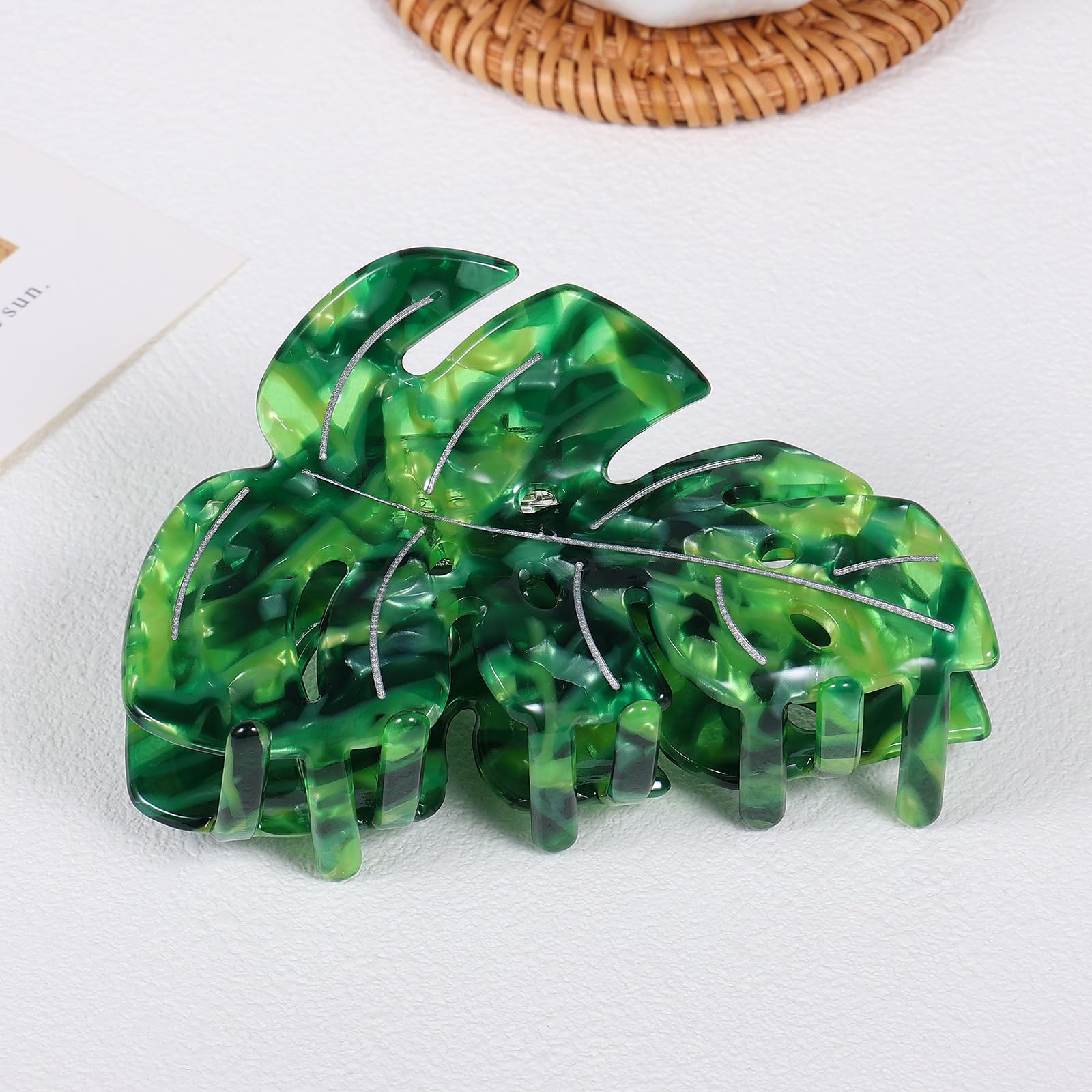 Pinza LSVOZ hoja verde, regalo perfecto de primavera para peinados simples.