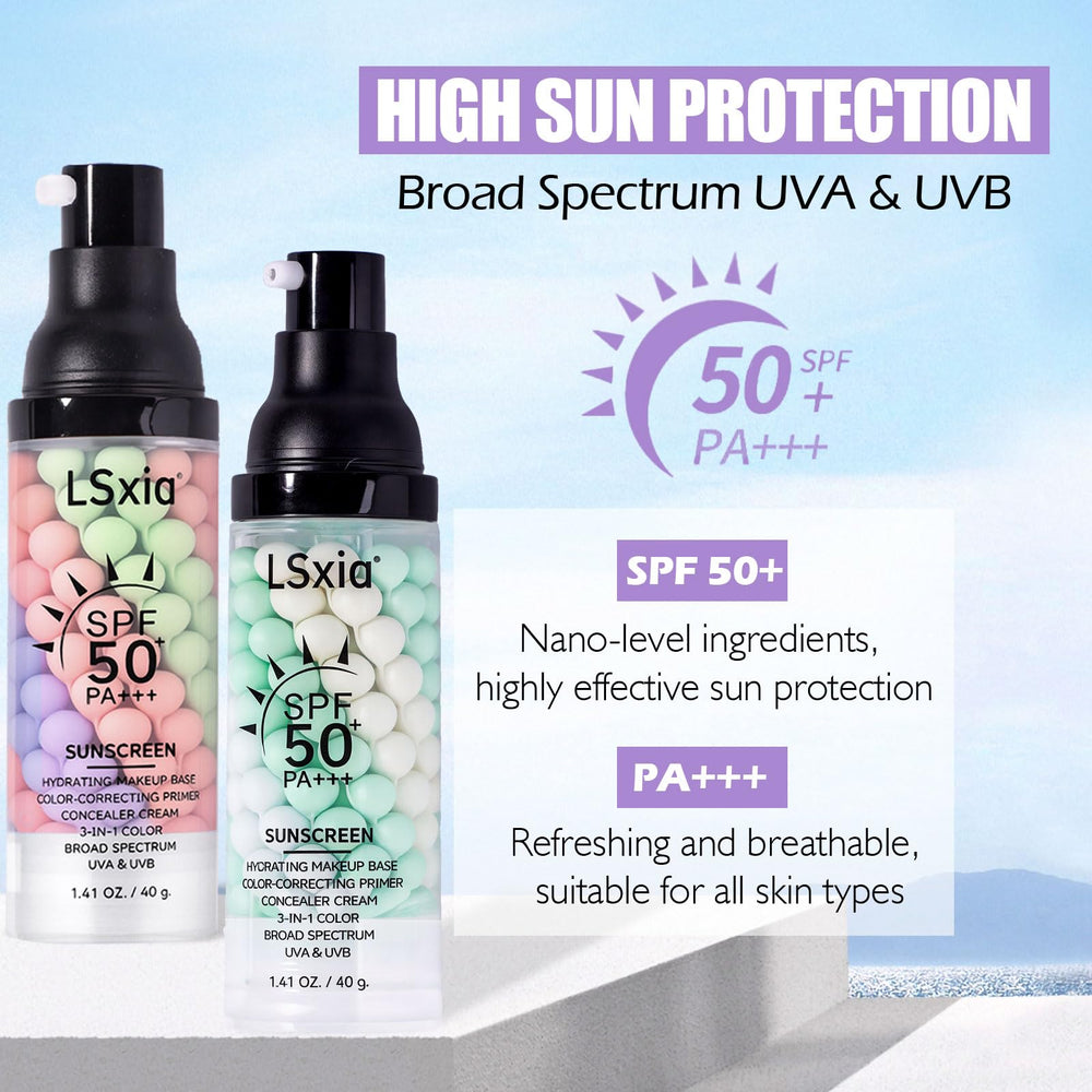 LSxia 3-in-1 primer bottle shows lightweight texture ready for everyday makeup.