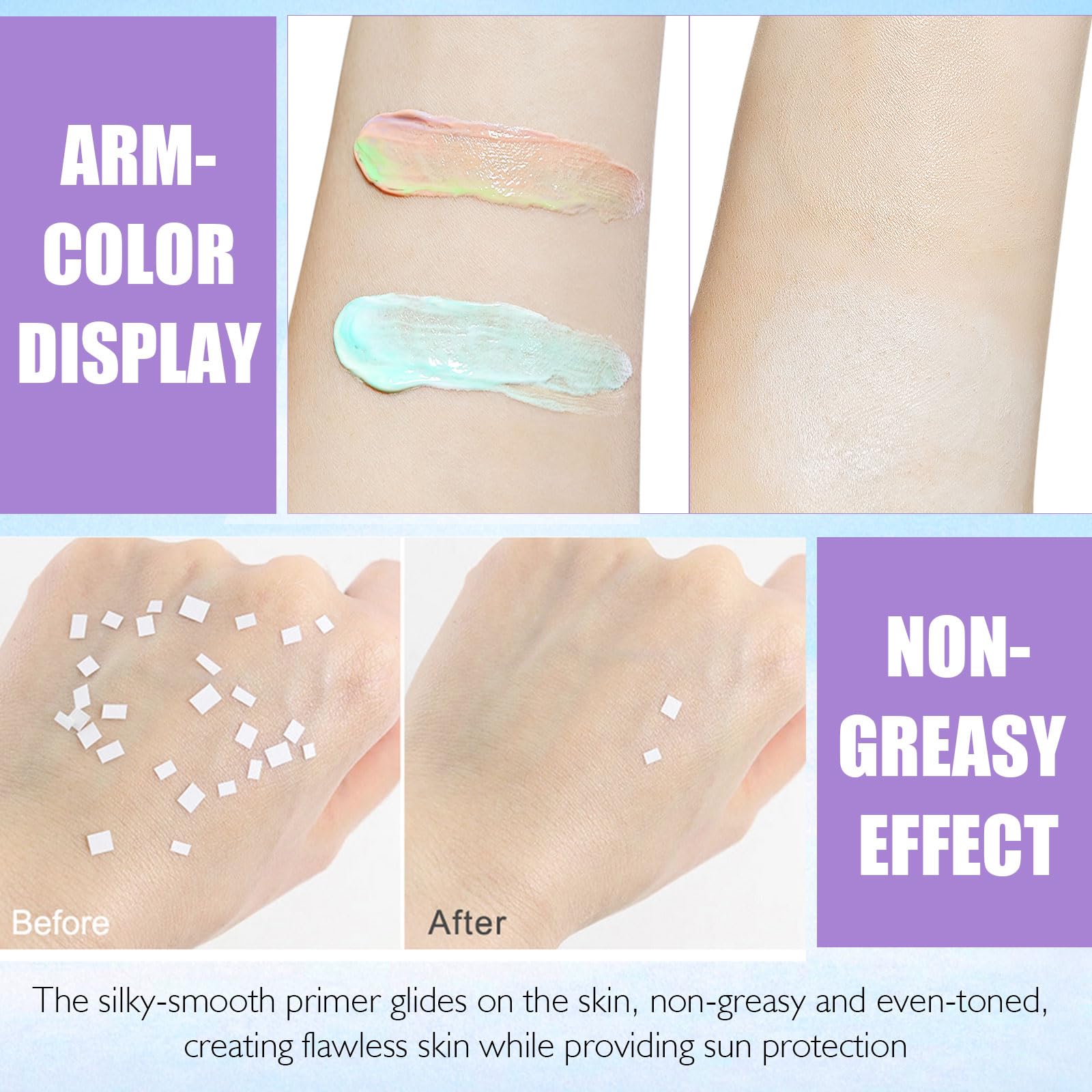 LSxia finish swatch on skin demonstrates natural, dewy radiance without heaviness.
