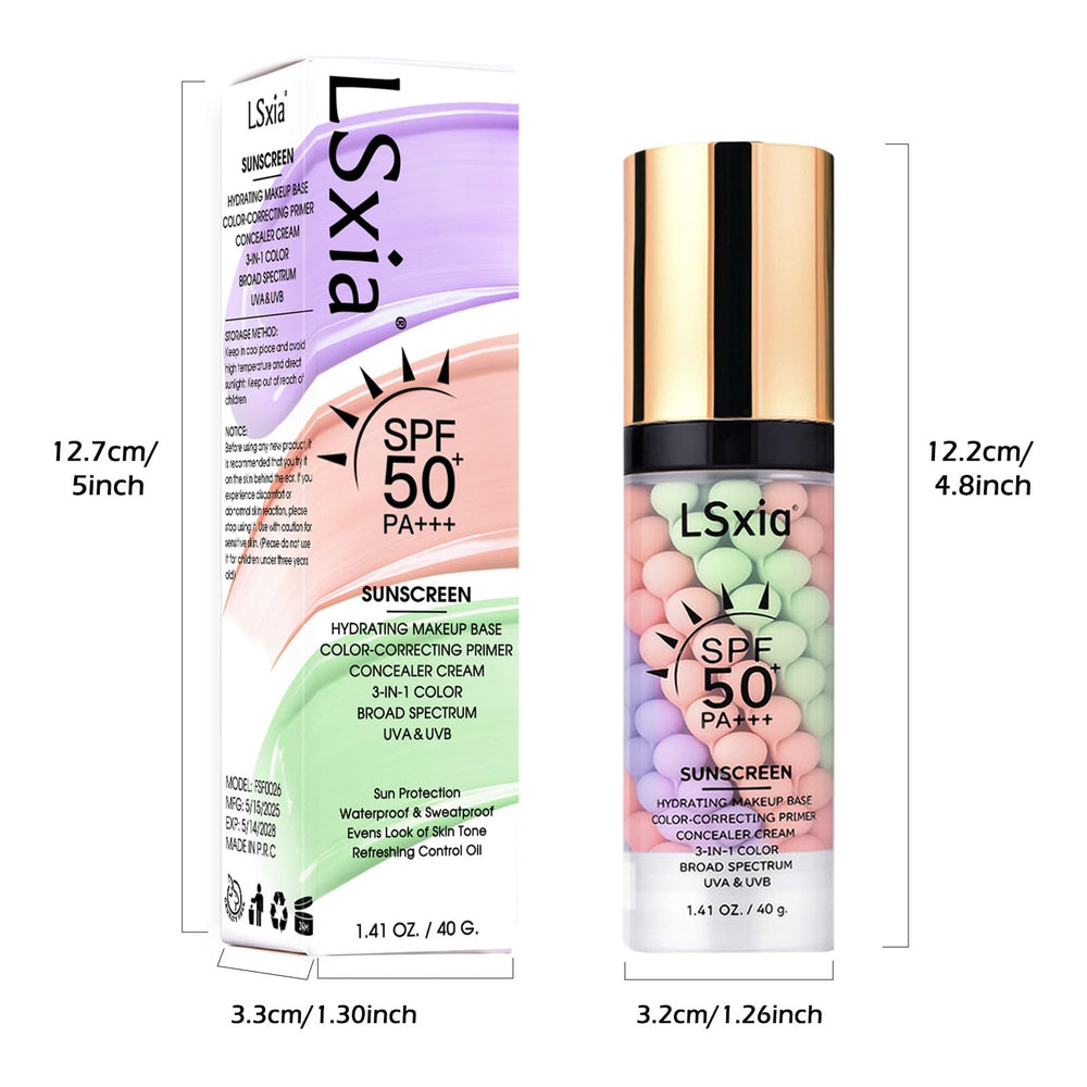 LSxia on-skin application image illustrates oil control and brightened complexion.